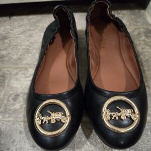Coach Carriage Logo Black Flats 7